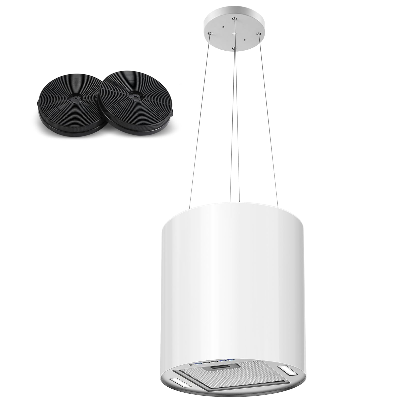 SNDOAS Campana Extractora, Isla sin Salida de Humos 35cm avec 2 Filtres à Charbon, Débit d'Air Puissant 700 m³/h, 3 Vitesses, A+, Arrêt Retardé (5 minutes), Éclairage LED, Blanco