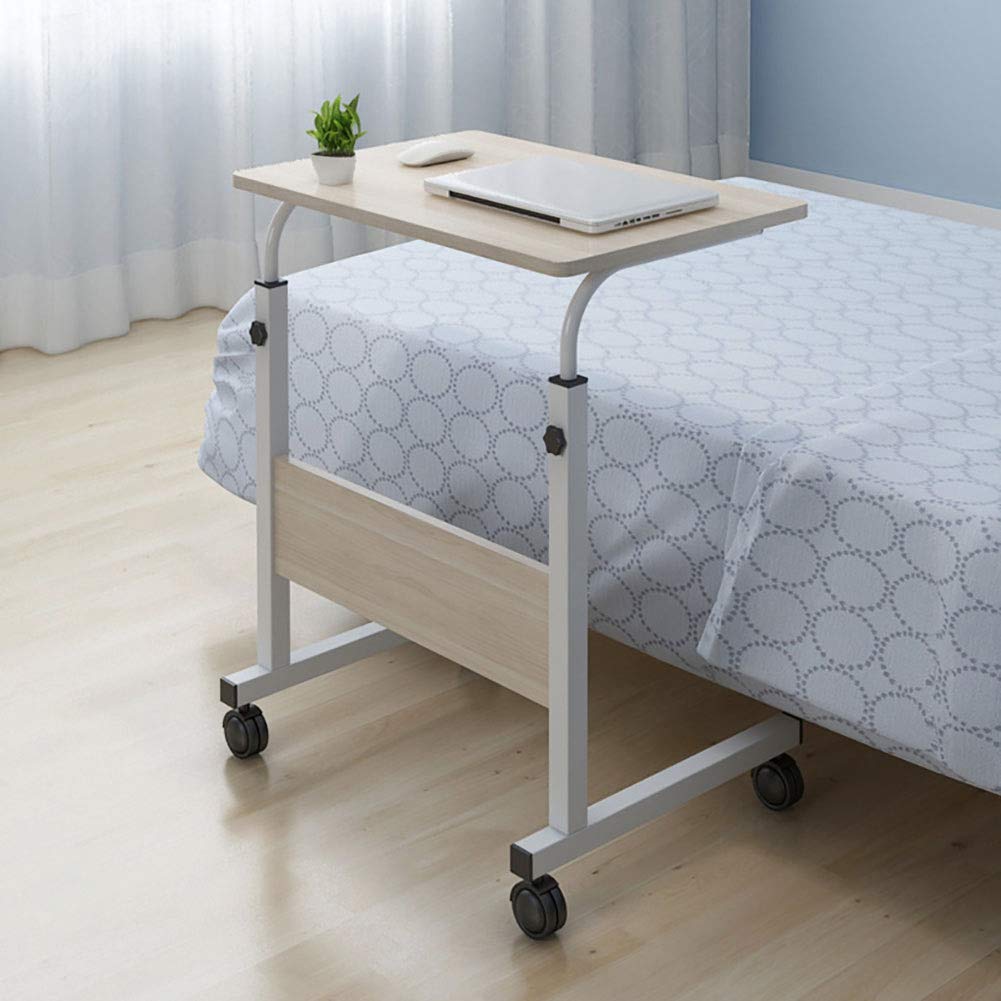 Generic Regulowane Biurko na Laptopa z Wytrzymałym Wspornikiem ze Stali Węglowej do Domowego Biura i do Użytku Przy łóżku. Wysokość 71,5–85 Cm (kolor białego dębu)