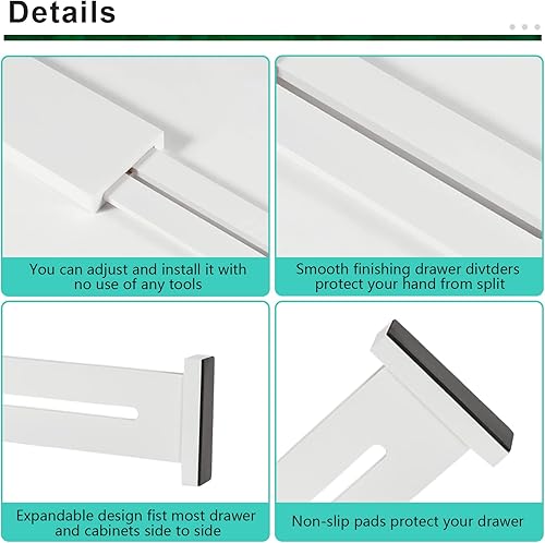 Miniatura 4 de FJO Organizadores de cajones de bambú ajustables 8 a 12 pulgadas separadores de organización de cajones expandibles para cocina ropa dormitorio