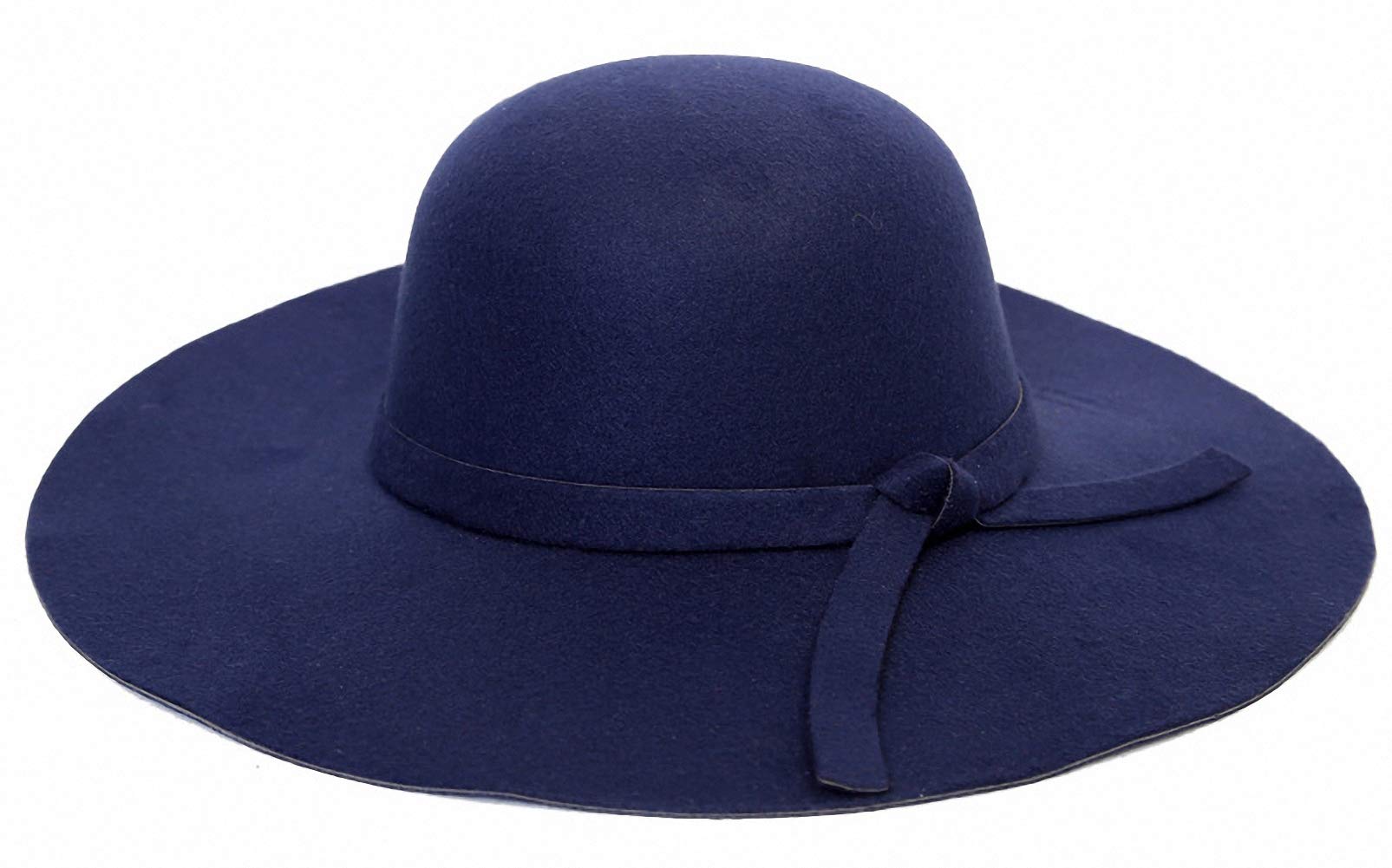 Ulalaza Women Solid Color Flat Brim Hats Bucket Bowler Fedora Floppy Derby Felt Hat Winter Warm Cap