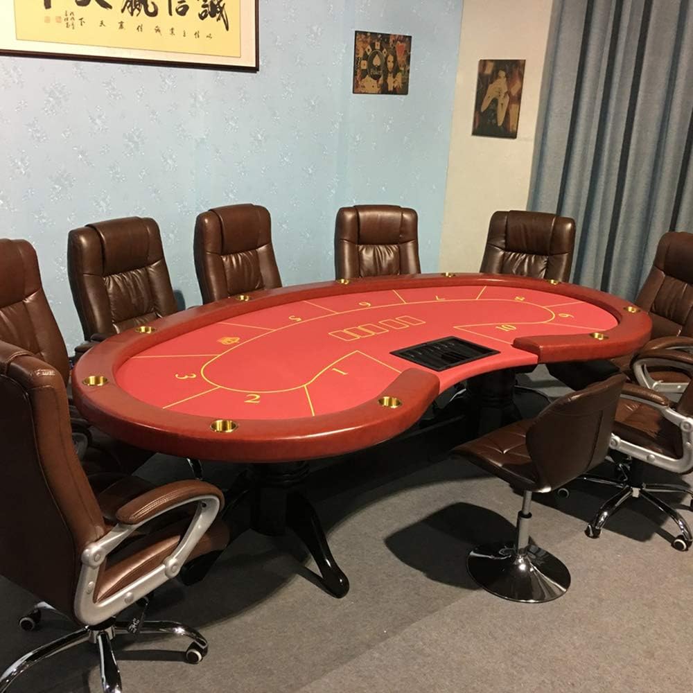 Texas Holdem Table Folding Texas Holdem Table Cloth Pad Round Poker Table for 8 Players with Cushioned Rail and Built-in Cup Holders 240X120cm