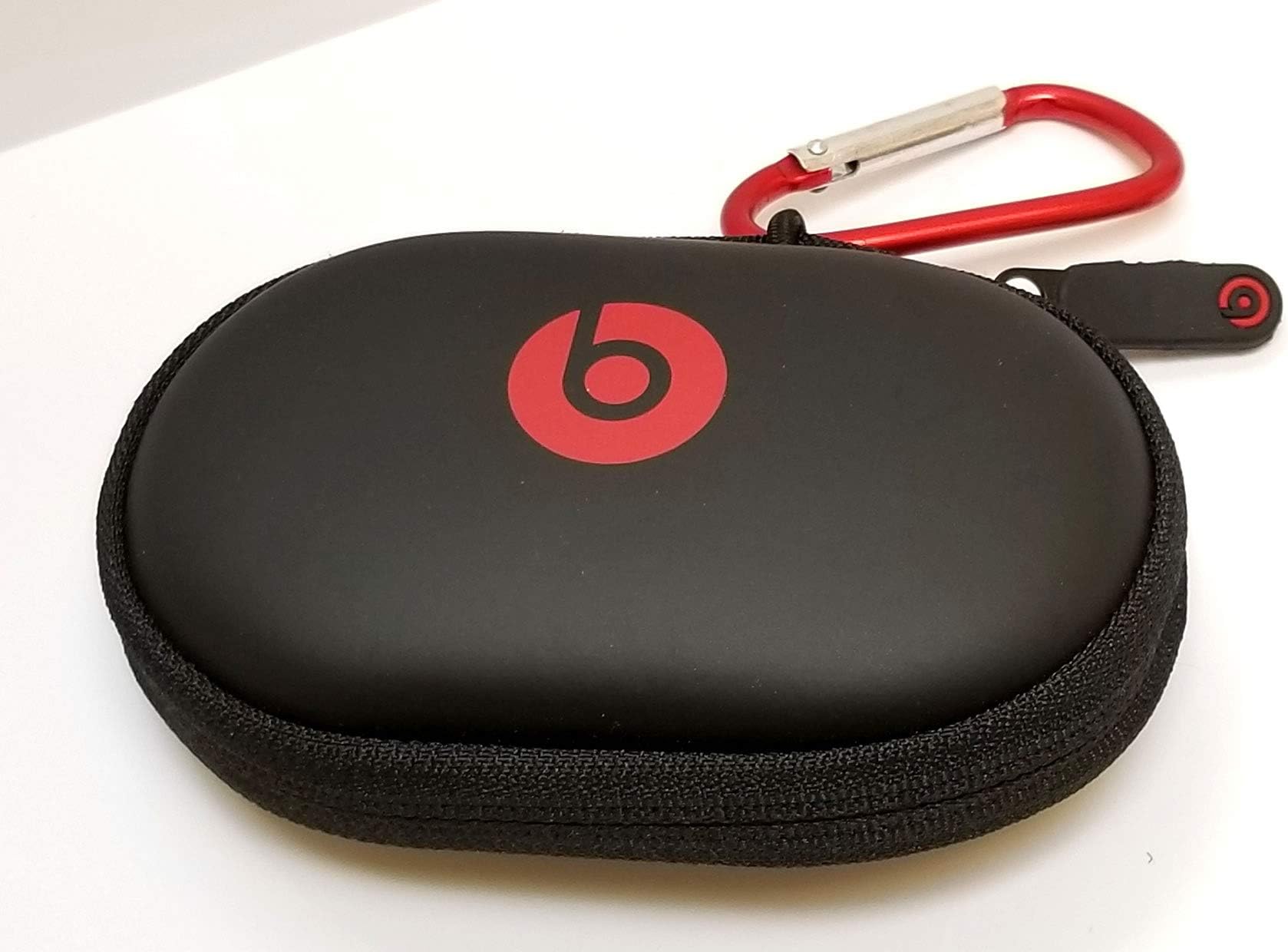 Hard "B" Case + RED/Silver Carabiner/Hook for Powerbeats-3, Powerbeats-2 Powerbeats-1, BeatsX, UrBeats, Tour, iBeats, Lady Gaga and All othr Earphones/Earbuds Models. by:GeneralBuy.