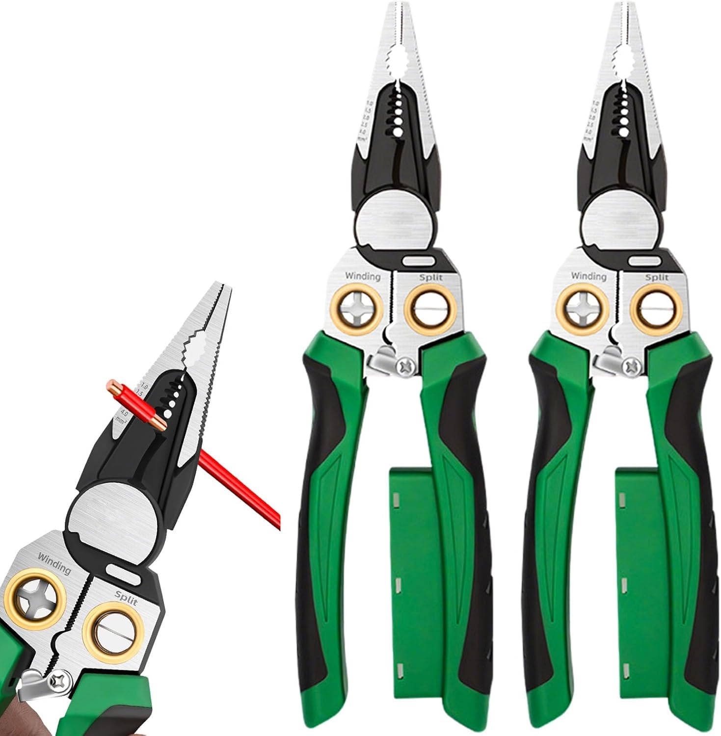 8 in 1 Wire Stripper with Voltage Tester, 2025 New Multi-Function Electric Wire Stripping Tool for Cutting and Pulling Pliers, Electric Pliers, Electrician Repair Tool (2 pcs)