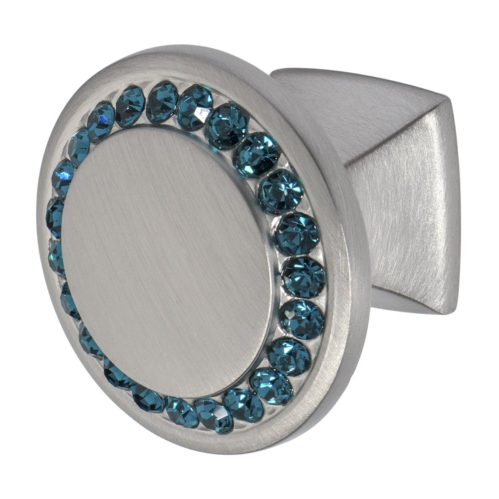 Wisdom Stone 4211SN-OB Isabel 1-1/4 in. Satin Nickel with Ocean Blue Crystals Cabinet Knob 1-1/4" Finish