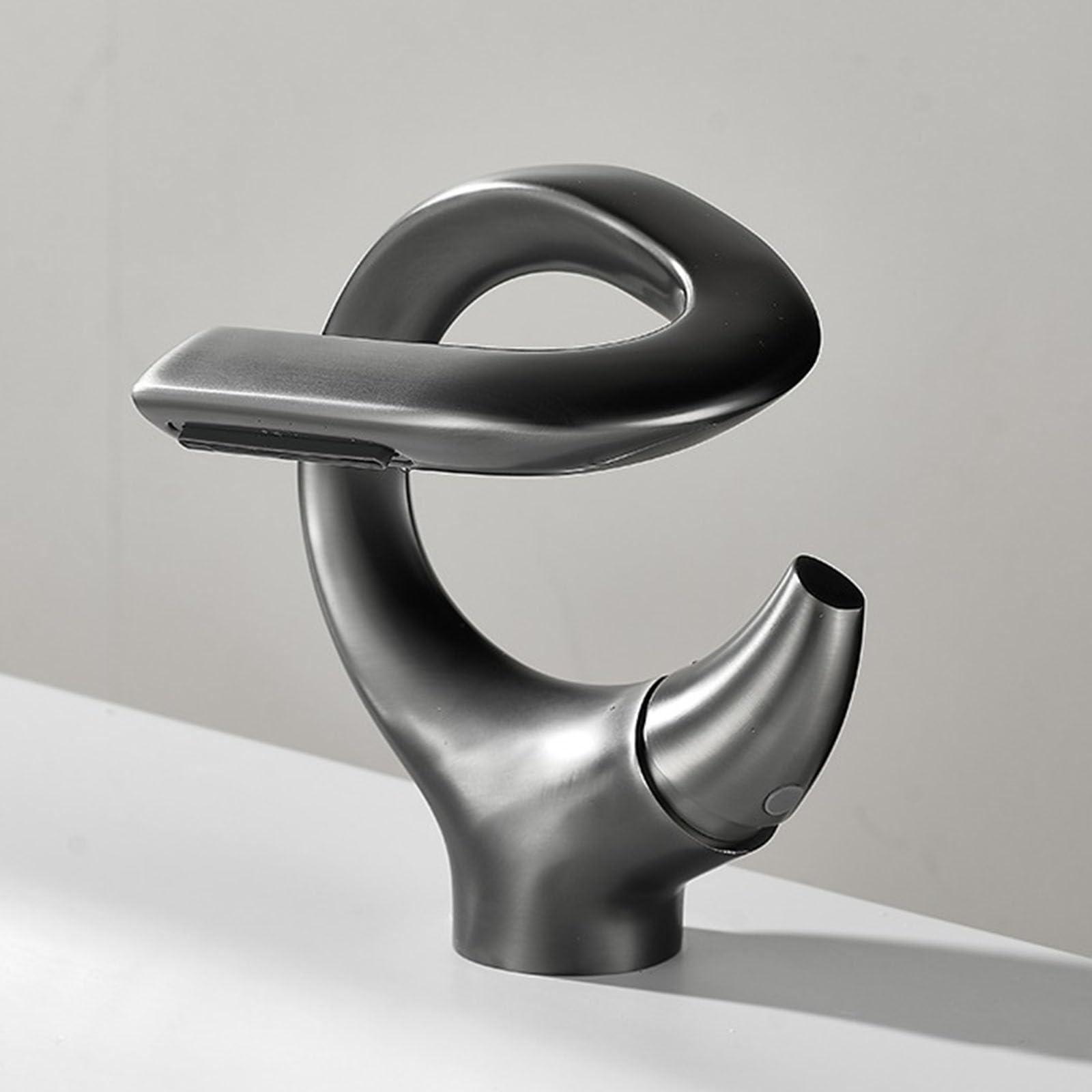 Grifo de Lavabo Moderno Grifos Mezclador de Baño Cascada Monomando Grifo Del Fregadero Baño Pistola de Agua Caliente Y Fría Gris