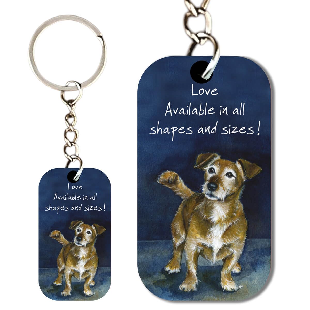 Little Dog Laughed Unisex Multicolour Scruffy Terrier Keyring, Double-Sided, 5.5 Cm X 3 Cm