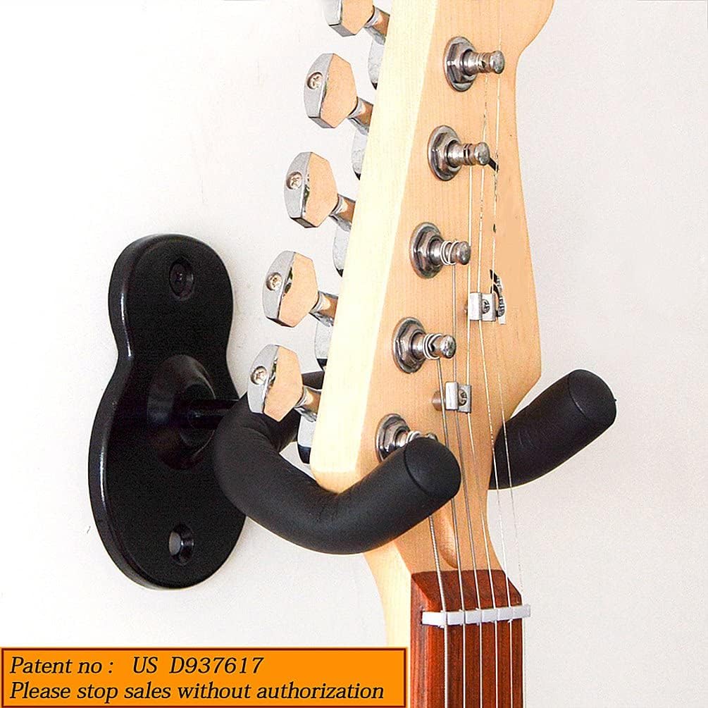 Guitar Wall Mount Hanger Acoustic Electric Bass Guitar Wall Hook Black Metal Holder, Guitar Tuner Clip On 6 Pack Chromatic Acoustic Guitar Tuner Ukulele Violin Bass Tuner (6 Pack) image 3