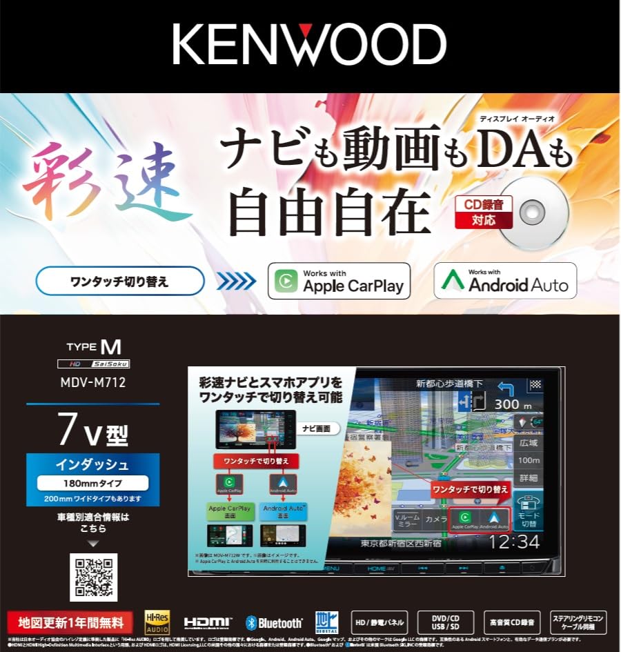 Amazon | ケンウッド(Kenwood) カーナビ 彩速 HD 7インチ MDV-M712