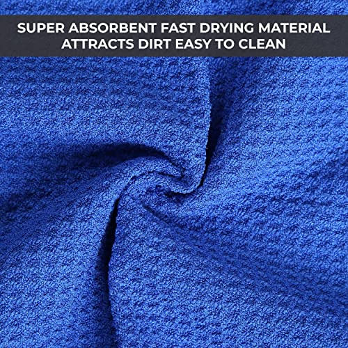 Golf Towel Pack Of 3 Golf Towels For Golf Bags For Men With Heavy Duty 3 Carabiner Clip Tri-Fold, Microfiber Waffle Pattern Golf Towel Blue, Black And Gray 16’’X16’’ Soft And Highly Absorbent #TOP3
