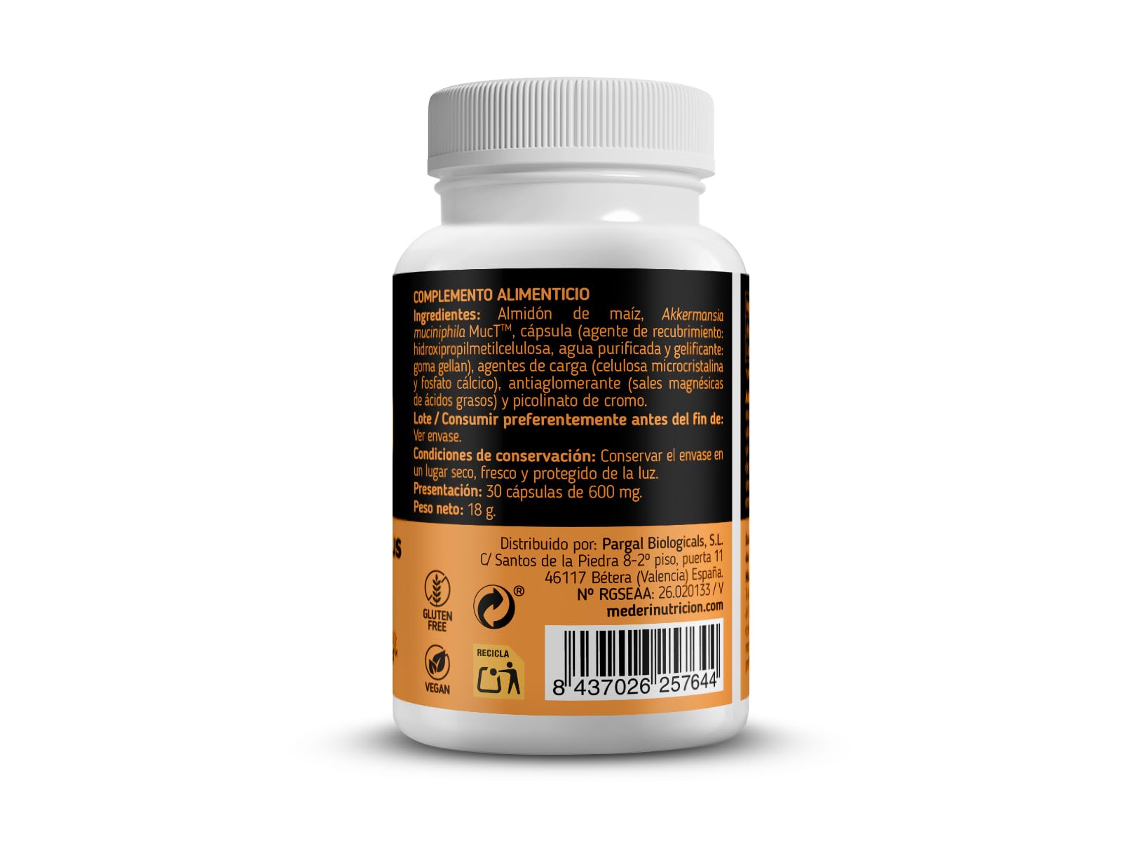 Akkermansia Plus Méderi 30 cápsulas probiótico avanzado para salud intestinal y metabólica refuerza la microbiota y la barrera intestinal