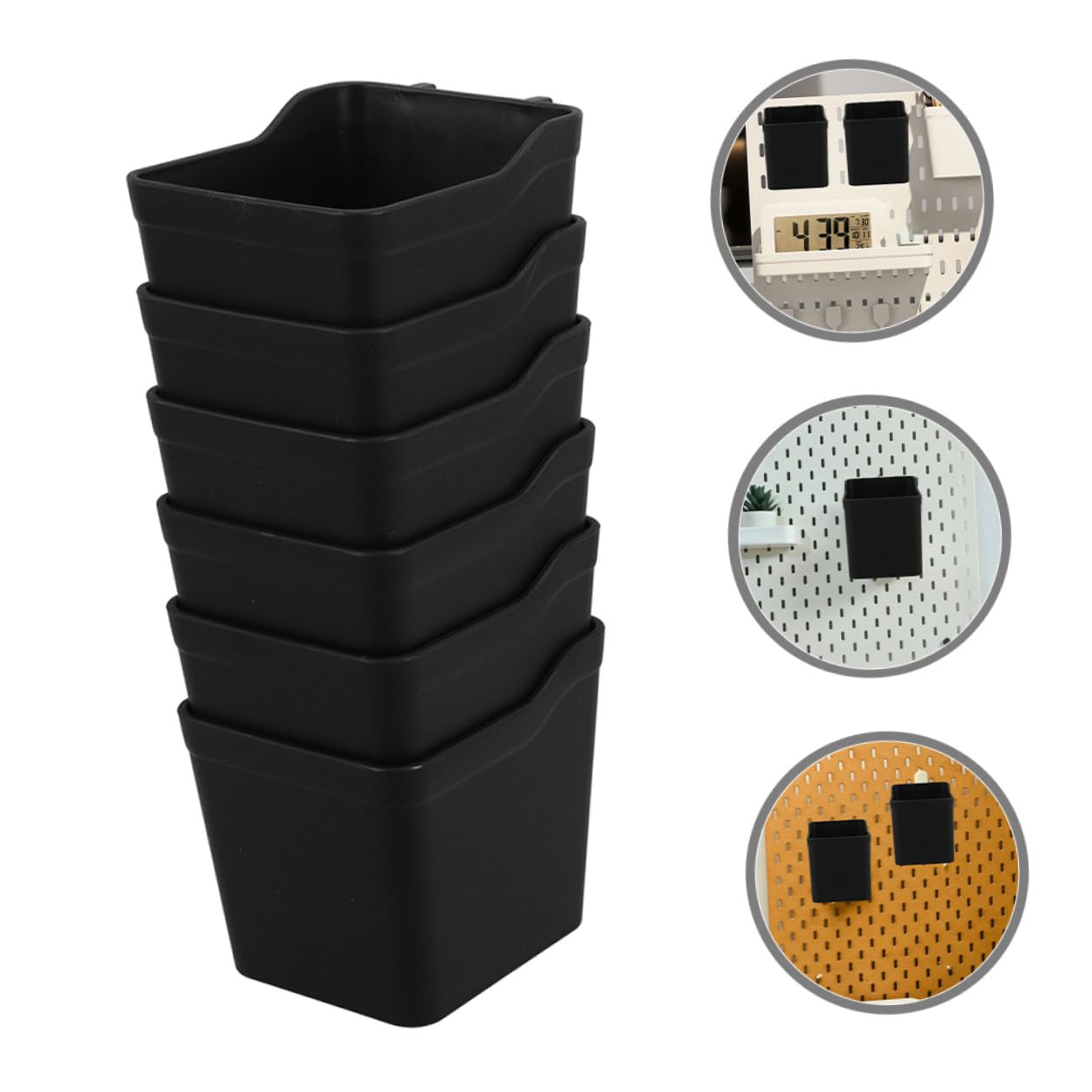 VILLCASE Set 8 Pezzi Contenitori Organizzatori Nero in Abs per Pannelli Forati Ganci Multifunzione per Garage e Laboratorio Soluzioni di Stoccaggio Efficiente