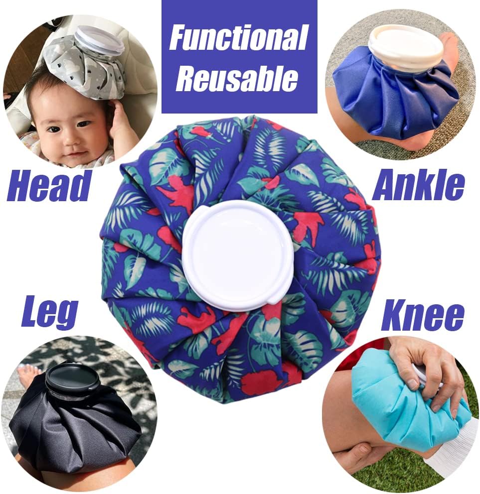 Ice Bag Reusable, Ice Pack Cold Compress Water Bag Cold Therapy Pack Cooling Bag for Injuries Pain Relief, Sports Outdoor First Aids Knee, Shoulder, 6inch, 3 Count (A)