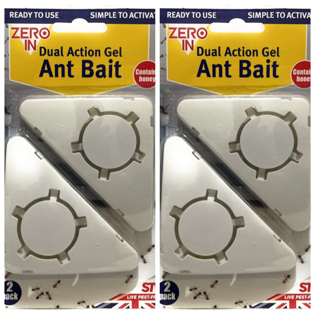 STV International 2 X Zero In Dual Action Ant Bait Gel (Ready to Use Bait Station Traps, Destroys Ants Nests in The Home and Garden, Protects Children and Pets) - Twin Pack