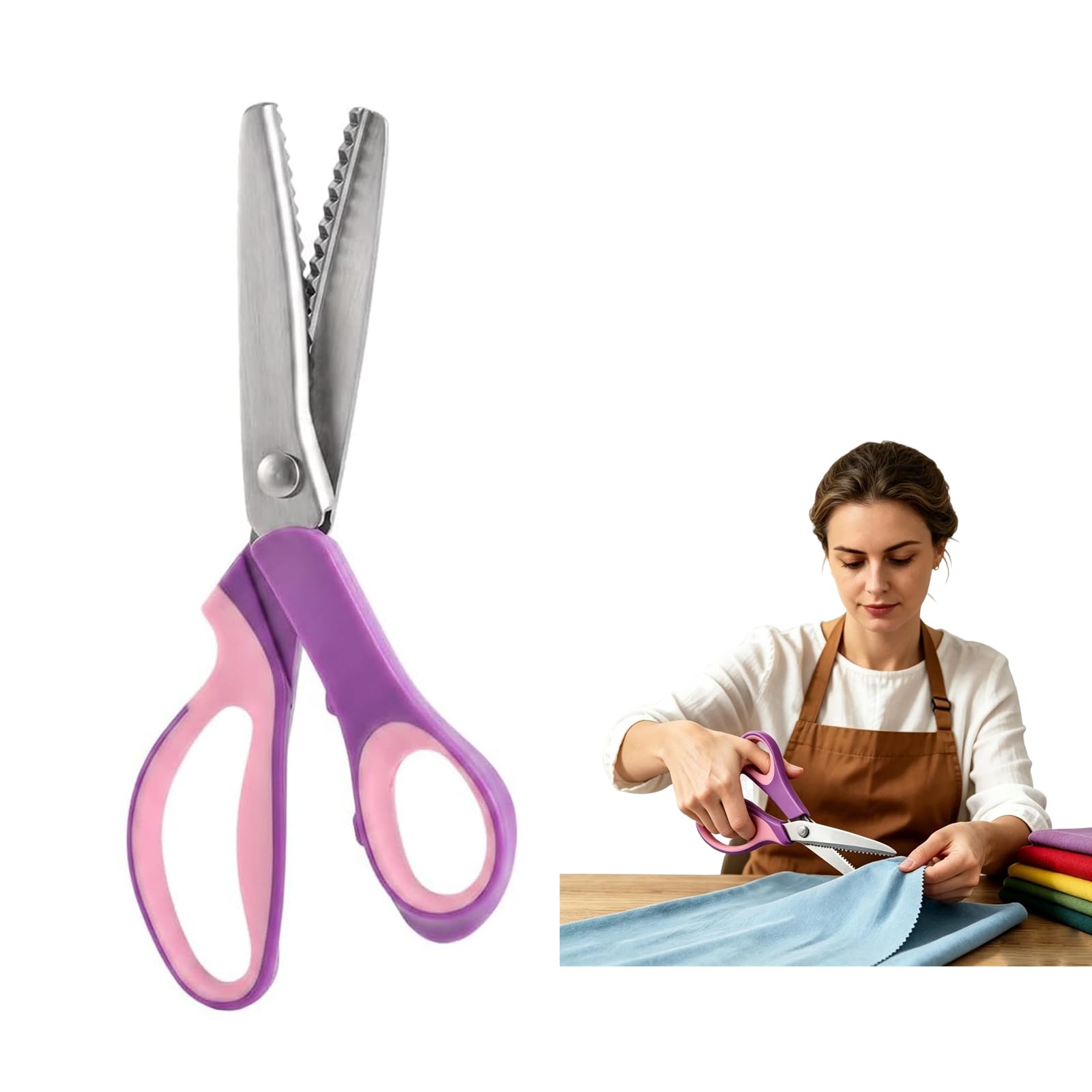 Scalloped Pinking Shears for Fabric, Zig Zag Scissors, Scalloped Purple