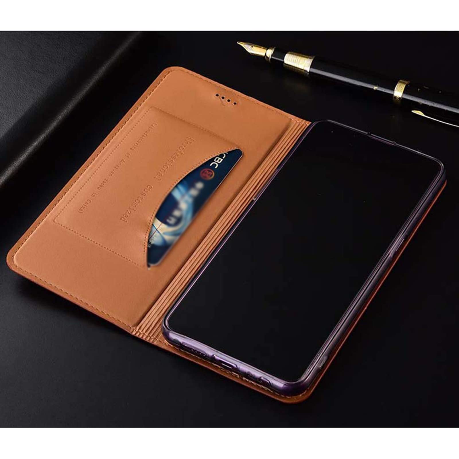 Etui do iPhone 13 Pro Max/13 Pro/13/13 Mini, prawdziwa skóra, etui ochronne z klapką, etui na telefon komórkowy z uchwytem na karty, funkcja stojaka, zamknięcie magnetyczne, czerwone, 13 Pro Max 6,7"