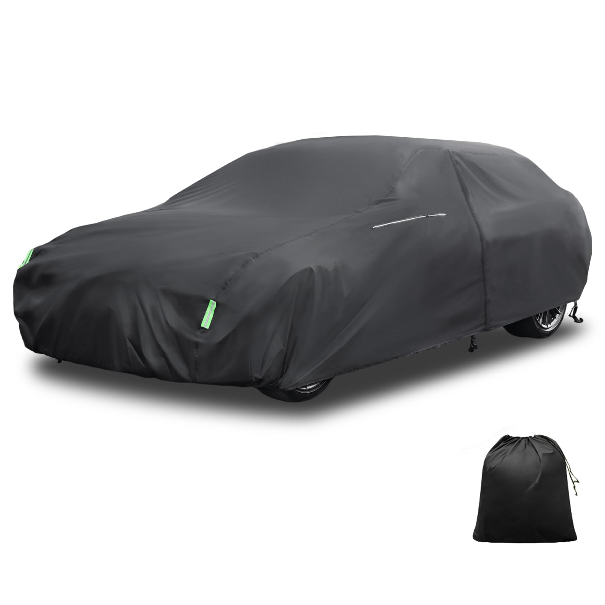X AUTOHAUX Waterproof Sedan Car Cover for 178-186 Inch Sedans - All-Weather Protection Anti-UV Windproof Left Side Zipper