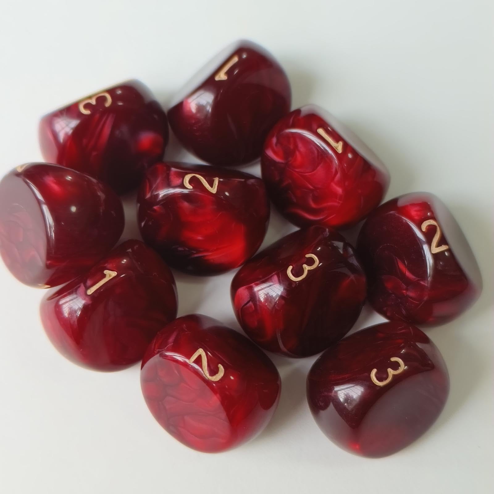 Set di 10 Dadi, Dadi da Gioco a 3 Facce, Giocattoli per l'intrattenimento, Articoli per Feste, Dadi in Acrilico per KTV, Giochi da Tavolo, Bar per, Rosso