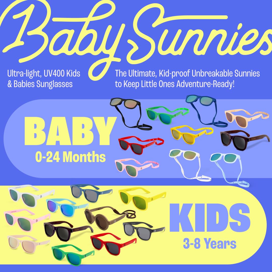 BABY SUNNIES Gafas de sol flexibles para niños de 3 a 8 años, con protección UV al 100% y diseño irrompible