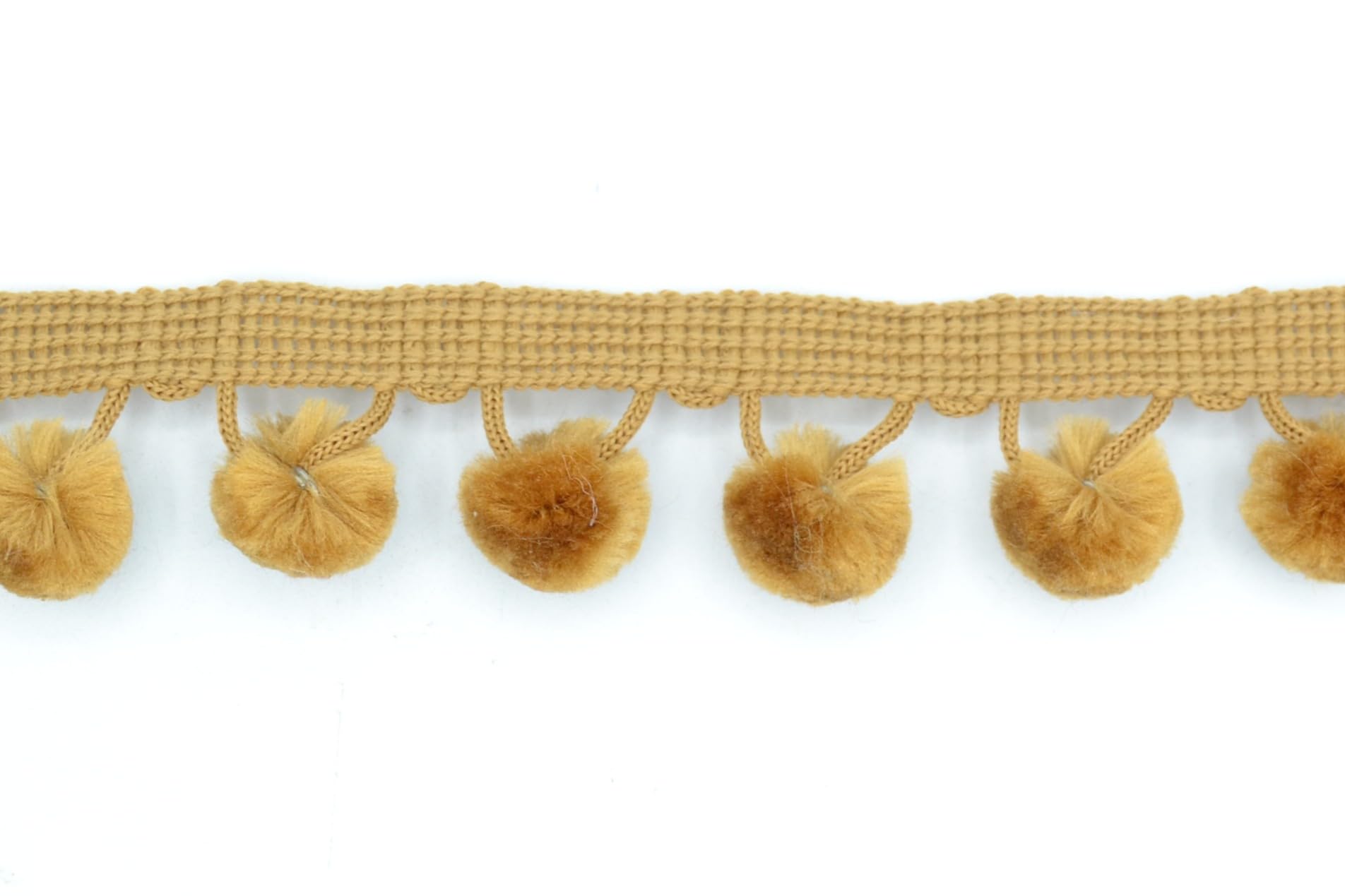 celloexpress Soft Pom Pom Fringe Trim - 15mm - Arts & Crafts | Cushions | Garments | Kids Bedroom (Gold, 5m - 500cm)