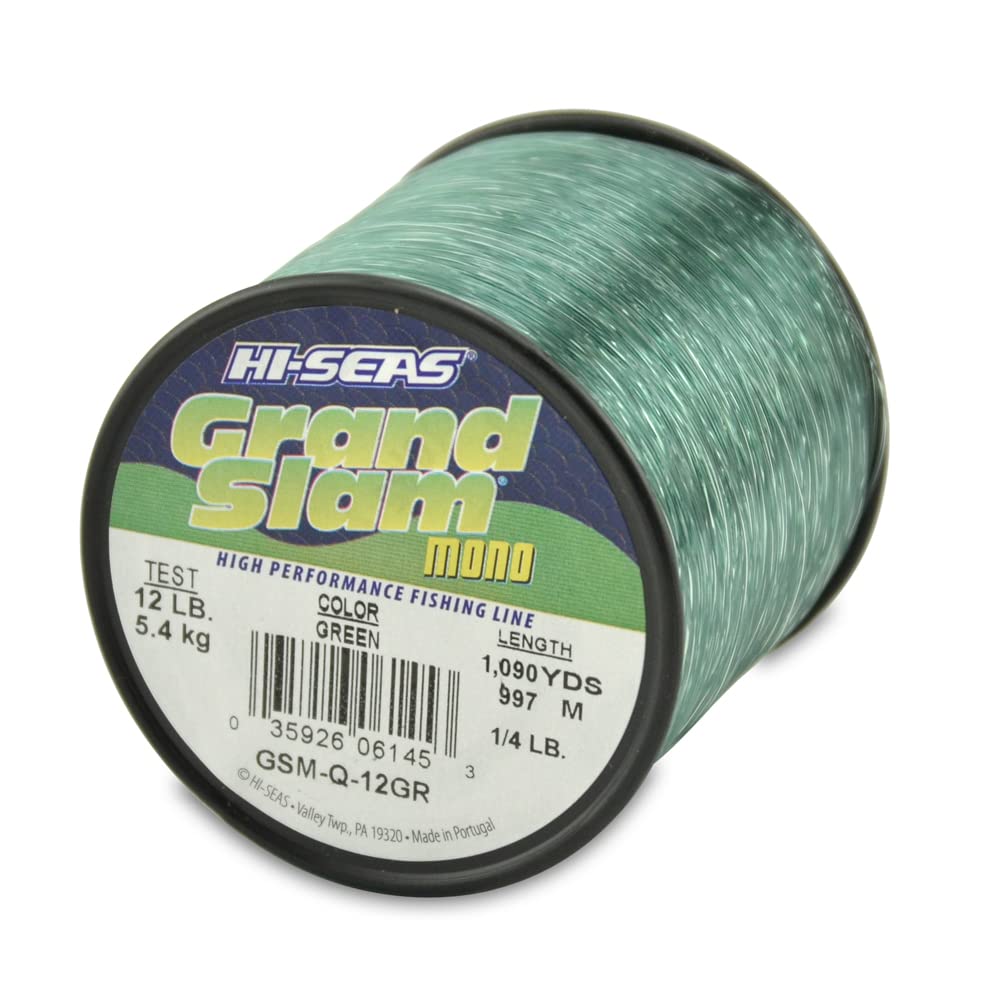 Hi-Seas Grand Slam Monofilament, 12 Pound Test, Green, 1/4-Pound Spool โ image 1