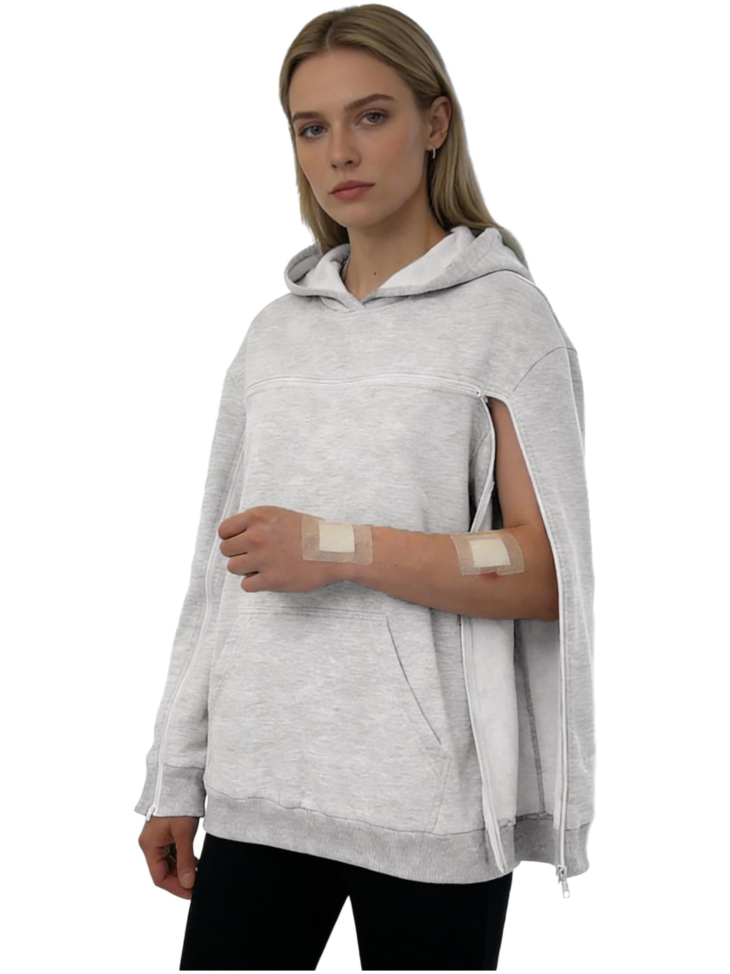 Sudaderas con Capucha para Mujer Camiseta Después De La Cirugía del Hombro Ropa Adaptables para Necesidades Especiales