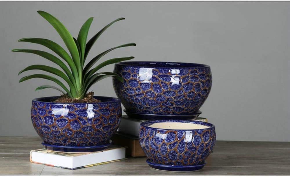 Niebieskie Doniczki Ceramiczne Bardzo Duży Salon Osobowość Umywalka Na Rośliny Z Otworem Drenażowym Doniczki Do Bonsai Ogród Dekoracyjny Stojak Na Kaktusy Ceramiczny Przeszklony Pojemnik Na Kwiaty Z