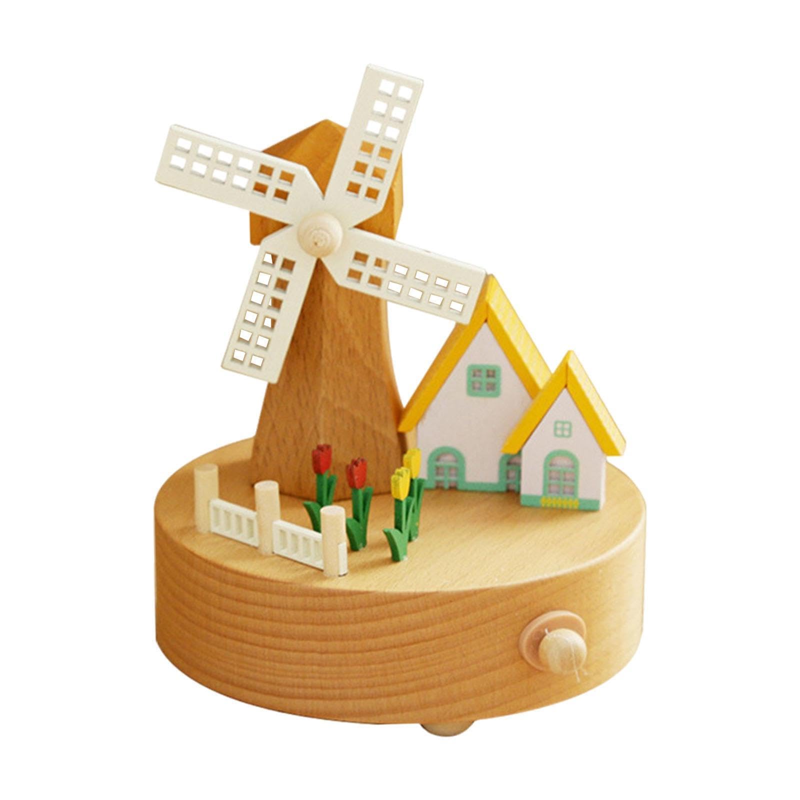 Generic Carillon in Legno, Accessorio per La Casa, Statuetta Da Collezione, Ornamento Da Tavolo, Papà, Nipote, Marrone Chiaro