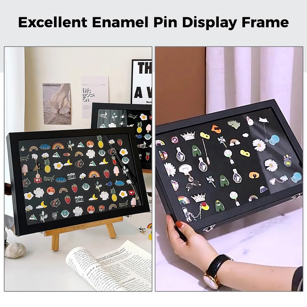 13,8 x 9,4 cornice di visualizzazione di Pin dello smalto, contenitore per esposizione elegante per i perni, i distintivi, le medaglie ed i gioielli