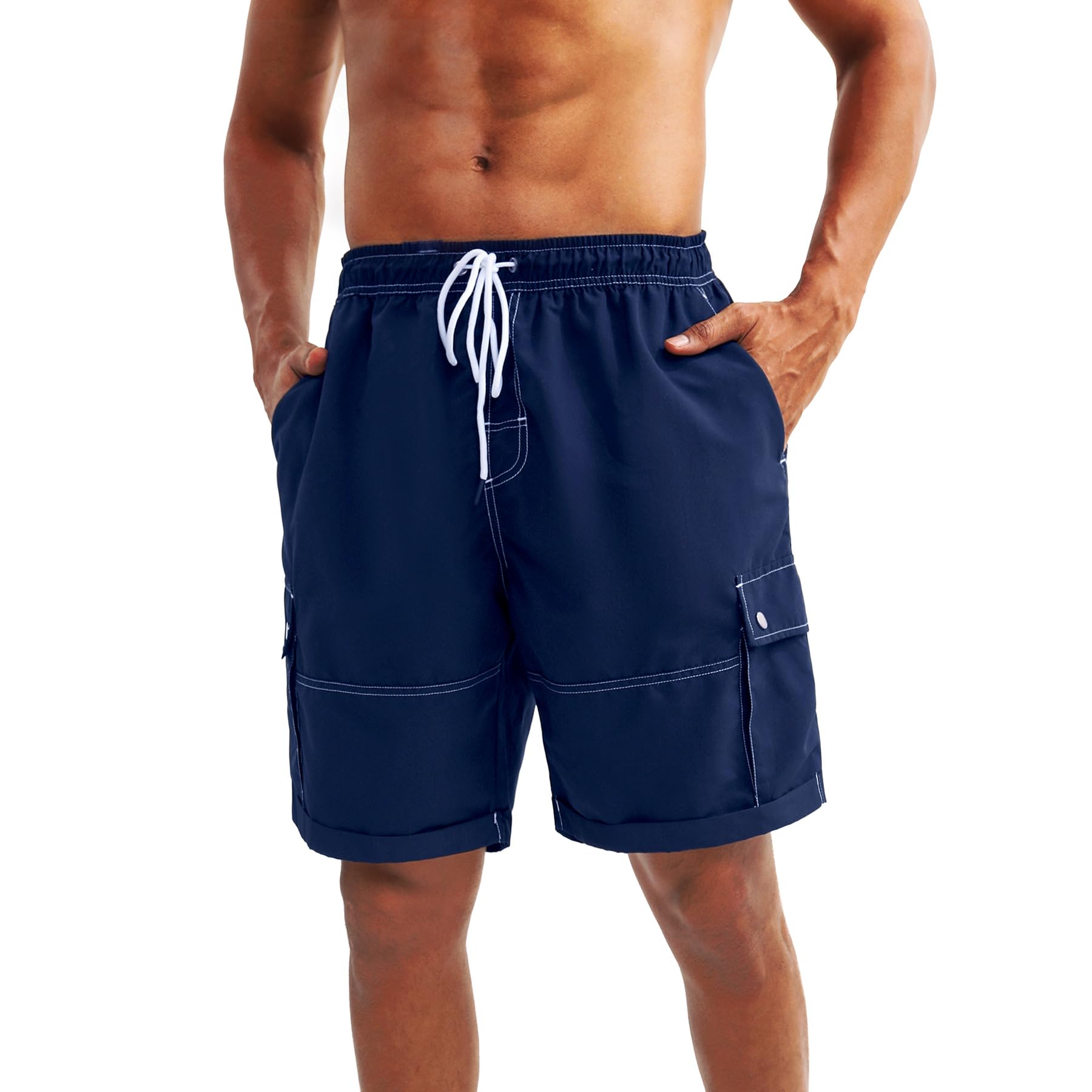riemot Badeshorts Herren Schnelltrocknend, Beachshorts mit Elastischem Bund und Kordelzug, Schwimmshorts mit Mesh-Innenfutter und Taschen – Erhältlich als 1 Stück oder 2er Pack