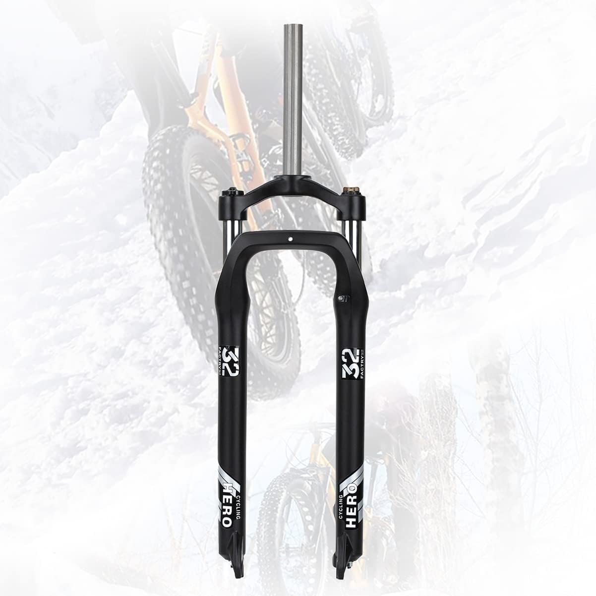 20/26x4.0inch Fat Bike Fork QR 9mm Mechanical Suspension Fork for Mountain Bike Manual Lockout Travel 85mm 1 1/8'' Straight Tube