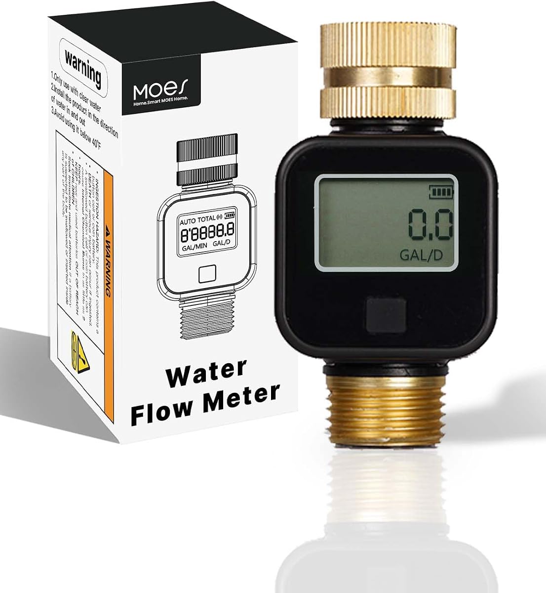 MOES Water Flow Meter with Brass Inlet & Outlet Measure Gallon Consumption