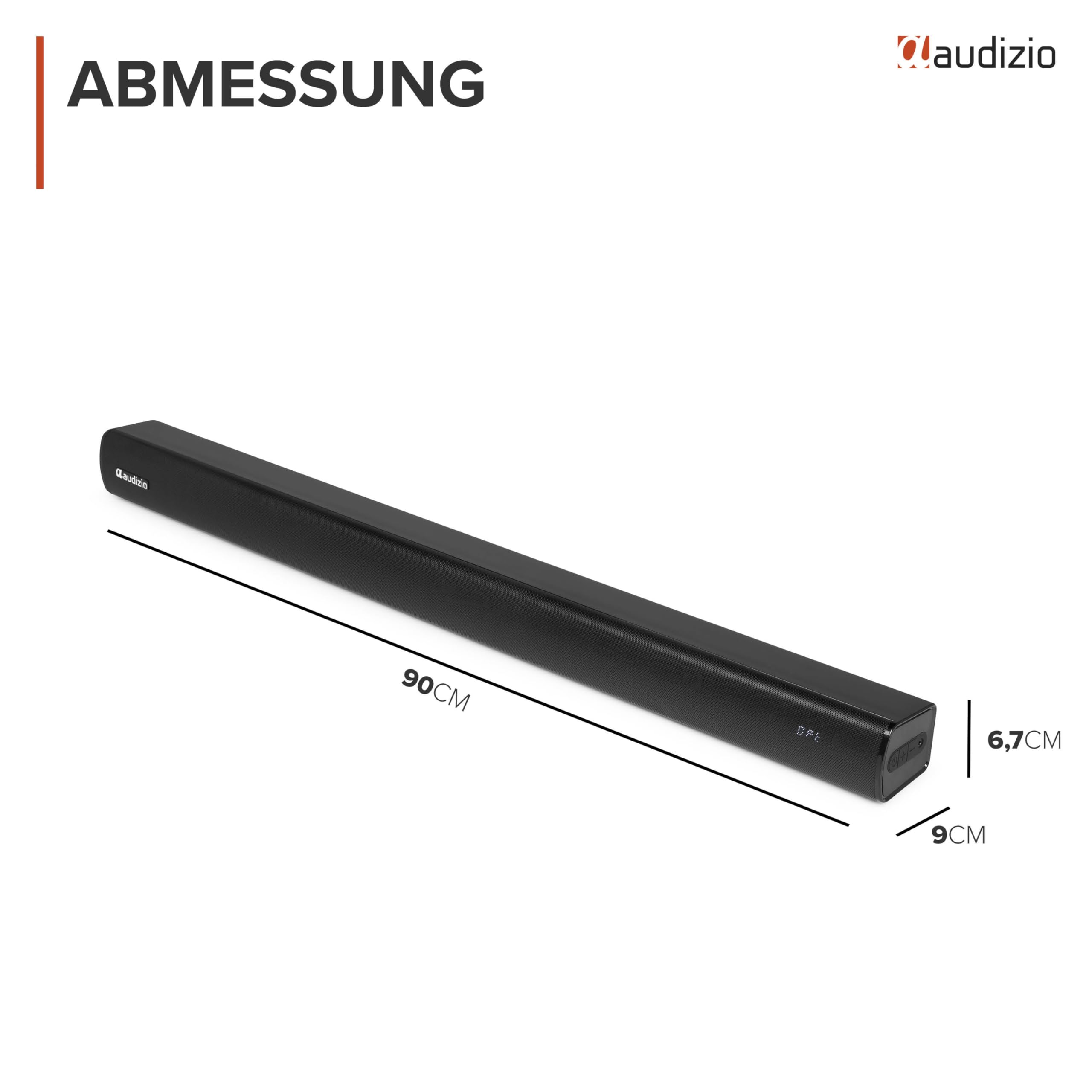 Audizio SB90 TV Soundbar Bluetooth - Heimkino Soundsystem 90W | Bluetooth 5.3 | HDMI ARC | Optisch | 90 cm Soundbar TV Lautsprecher für Fernseher, Fernbedienung, Schwarz