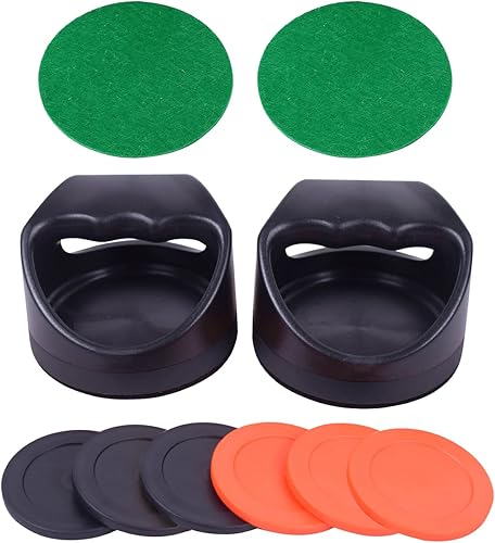 Air Hockey Pushers and Air Hockey Pucks, 2PCS Striker with 2PCS Plastic Pucks and 2PCS Logoed Aluminum Pucks