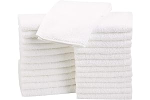 Amazon Basics Terry Cloth Quick-Drying Washcloth Bath Towels, 12 x 12 Inch,...