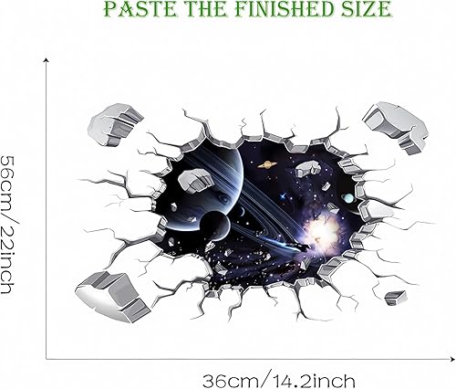 Miniatura 6 de sacinora - Calcomanías de pared con diseño de universo de agujero negro, diseño de nave espacial con agujero negro, calcomanías de pared 3D para