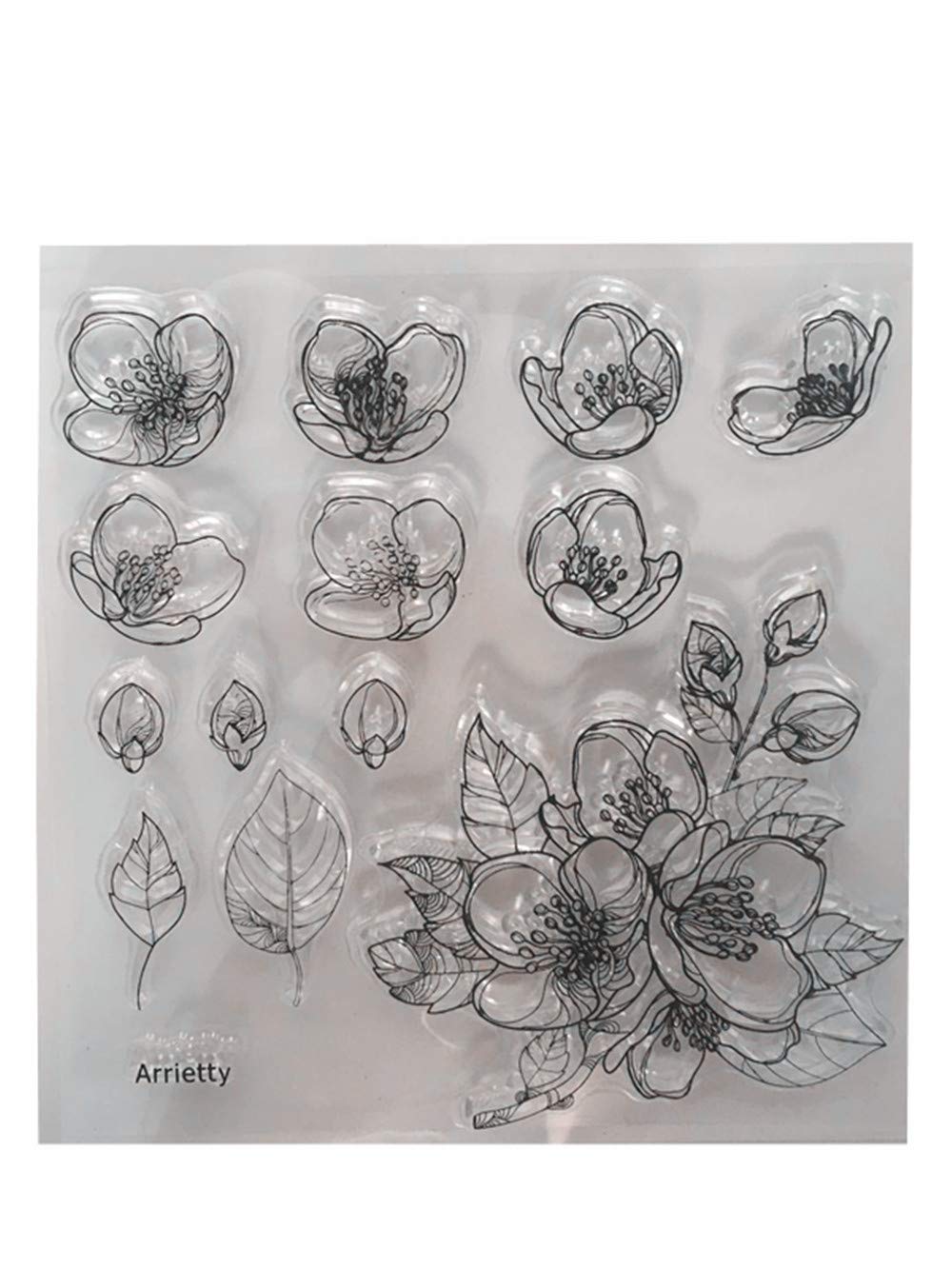 Stampo Per Timbri Trasparenti Fai Da Te – Fiori Di Pesco E Foglie, Lastra 12x12 Cm, Per Scrapbooking E Decorazione Carta