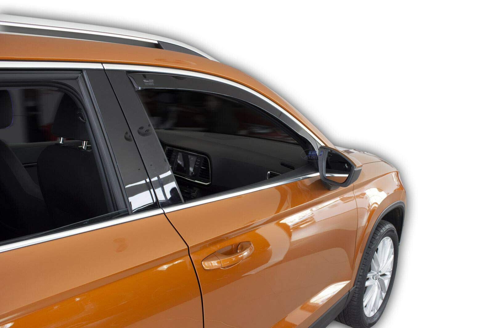 J&J AUTOMOTIVE Deflettori d'Aria per Seat Ateca Dal 2016, Set da 2 Pezzi, Nero Fumé Oscurato Heko