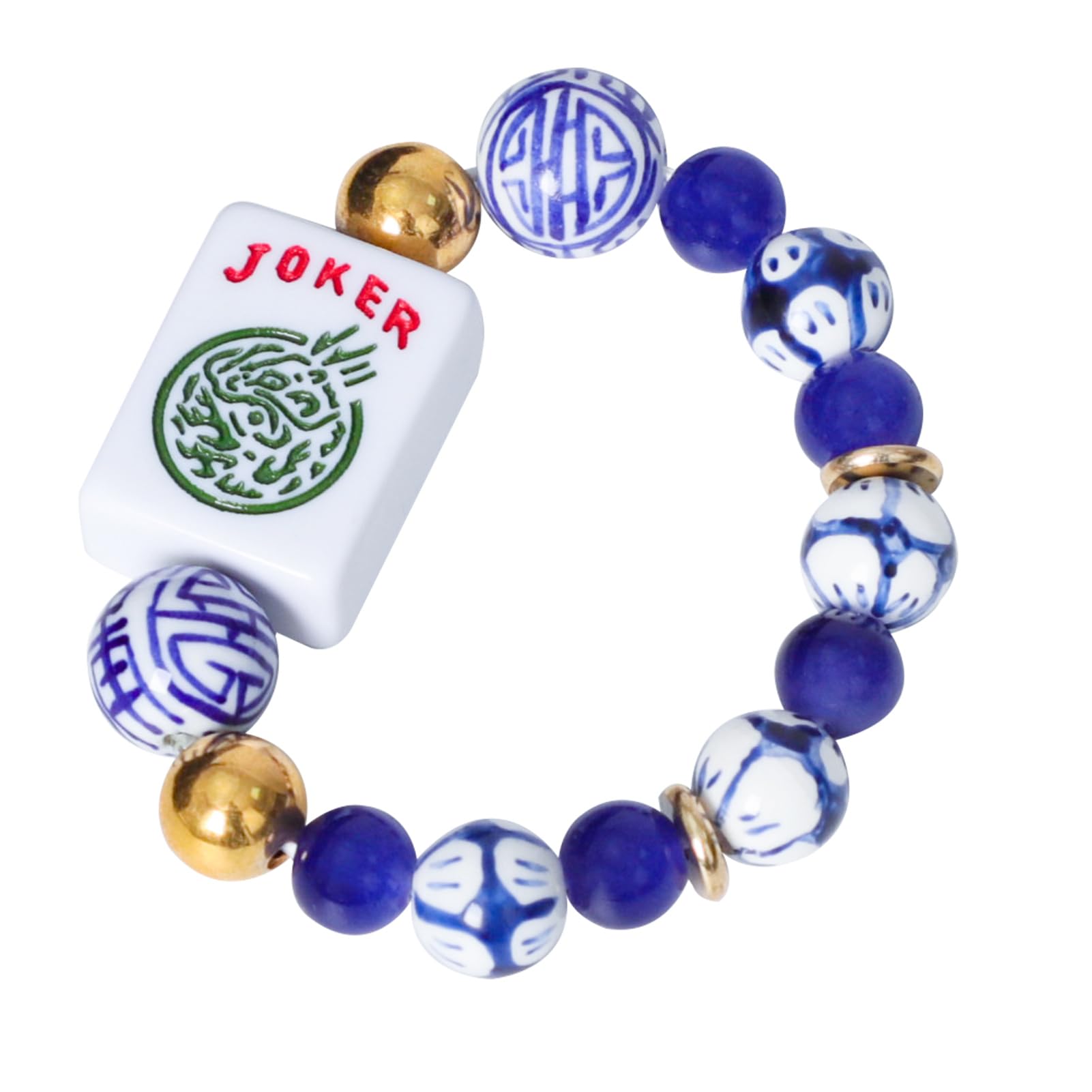 American Mahjong Accessory (Blue) with A Joker Tile, Fits Wrist Sizes Ranging from 5.7 to 7.25 Inches