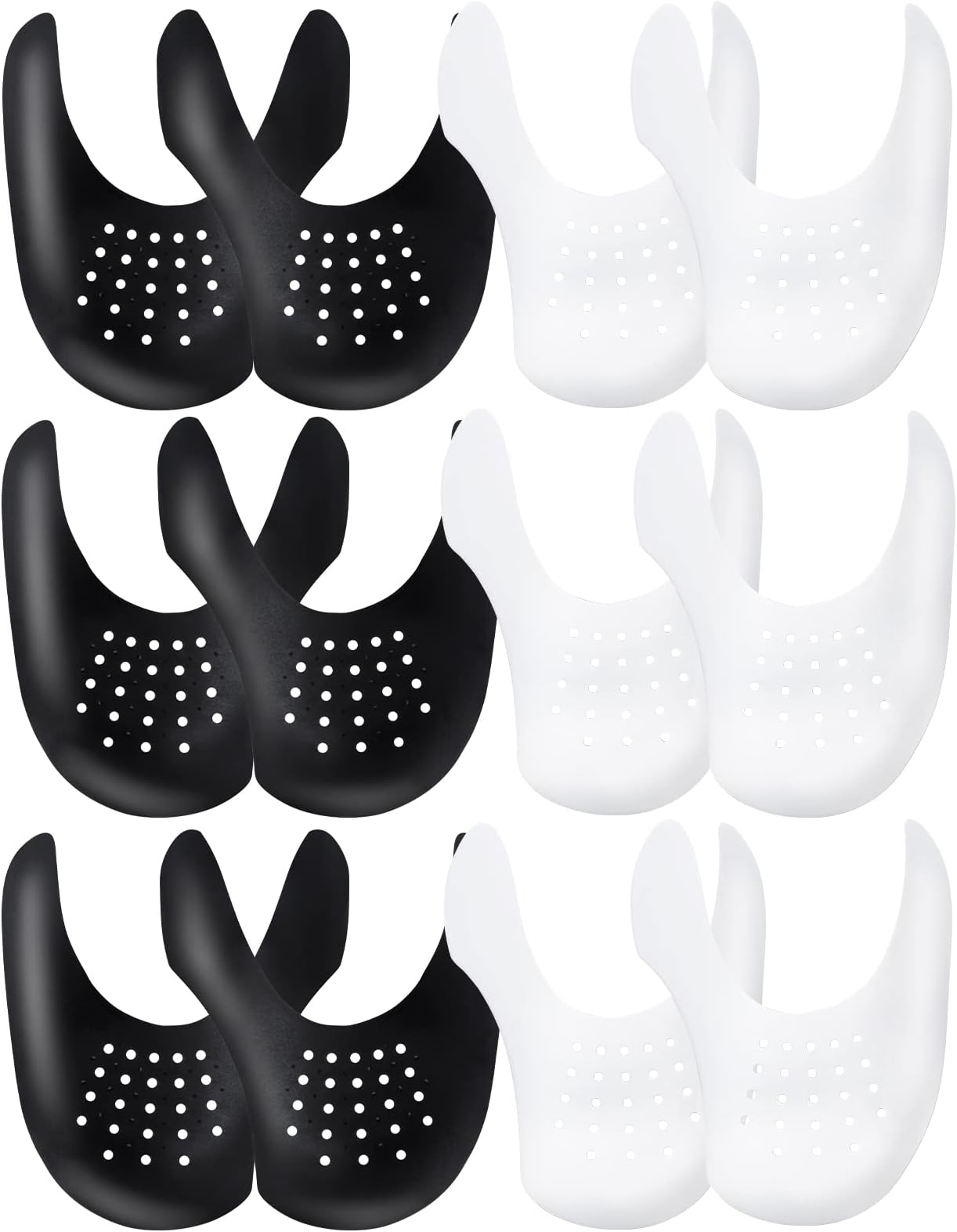 Creases Protectors for AF1s Shoes and More, 6 Pairs Sneaker Crease Saviors for Men's 7.5-13 Women's 5-9, Black& White, Men's Size(7.5~13)