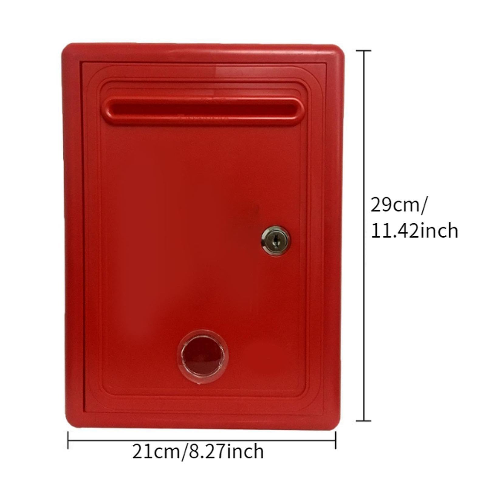 Robuster, abschließbarer Beschwerdekasten mit Sichtfenster, ideal für Büros, als Spendenbox oder wasserdichte Beschwerdebox, Rot