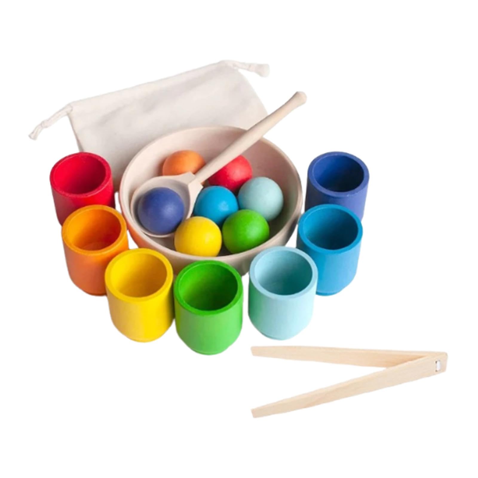 Fopytu 243-teiliges Holz-Spielset - Regenbogen Montessori Lernspielzeug