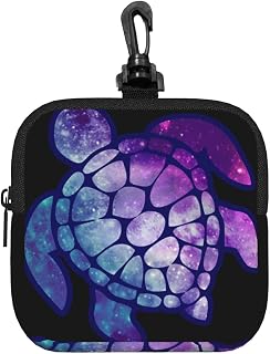 Starry Sky Sea Turtle Square Waterproof Portable Zipper Storage Bag Unisex 4×4×1 Inch