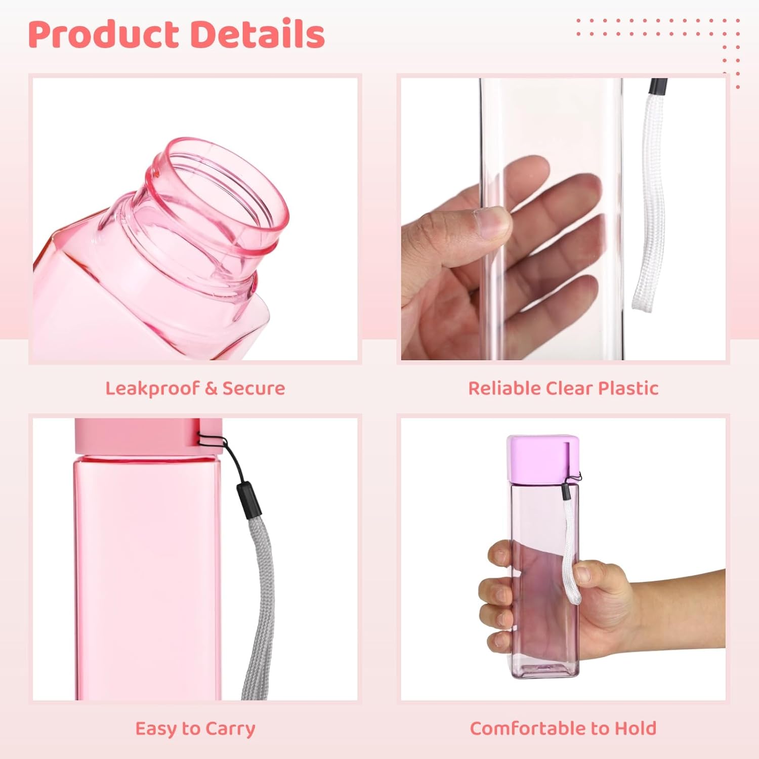OMISTAR 36 PCS Water Bottles Bulk, 17 oz Colorful Plastic Water Bottles, Reusable Leak Proof Portable Water Bottle With Handle Strap for School Classroom Travel Camping Cycling Fitness - Image 3