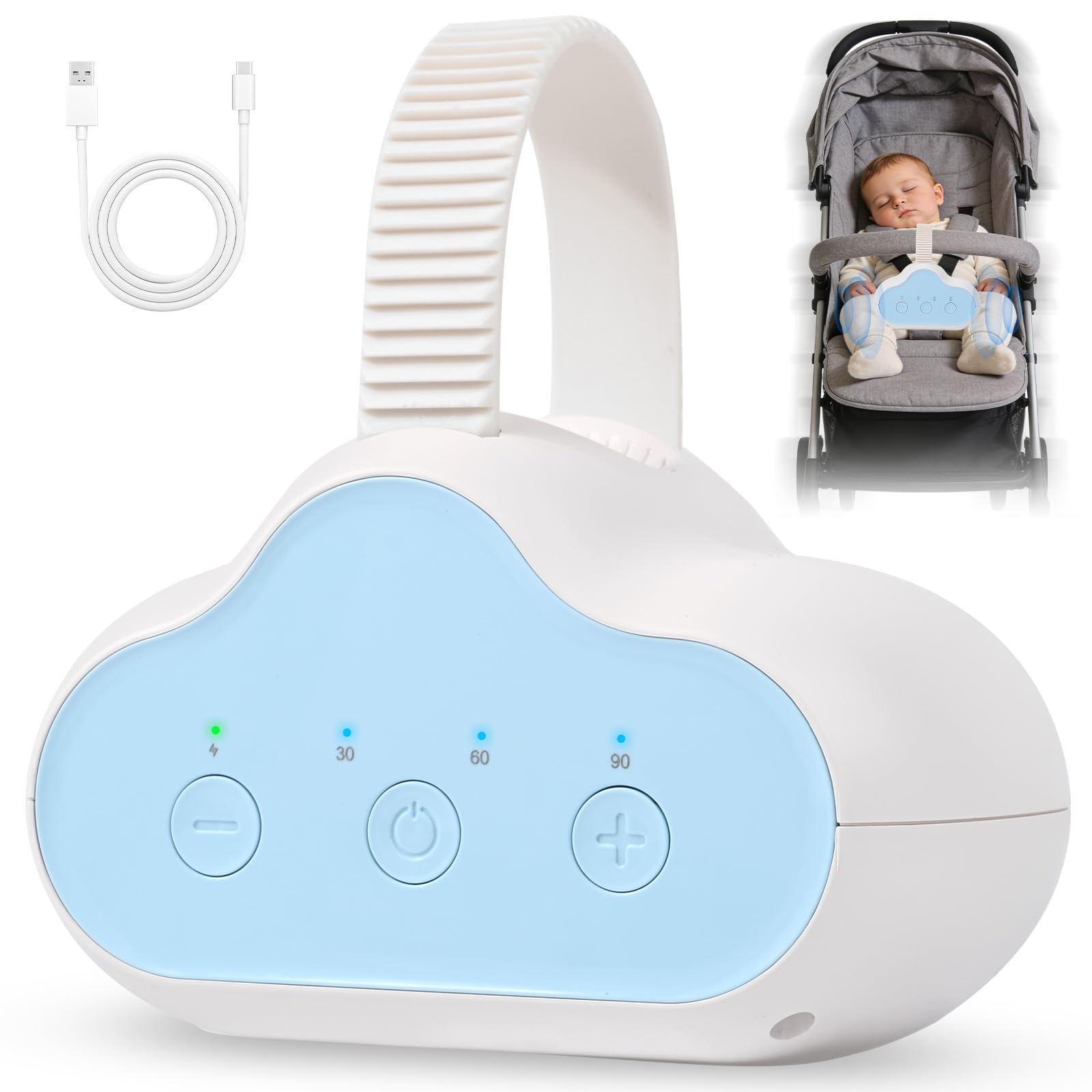 Balançoire Automatique Pour Bébé,Rechargeable,3 Intensités de Balancement Réglables,Minuterie 30-60-90 Min,Silencieuse,pour Poussette et Buggy