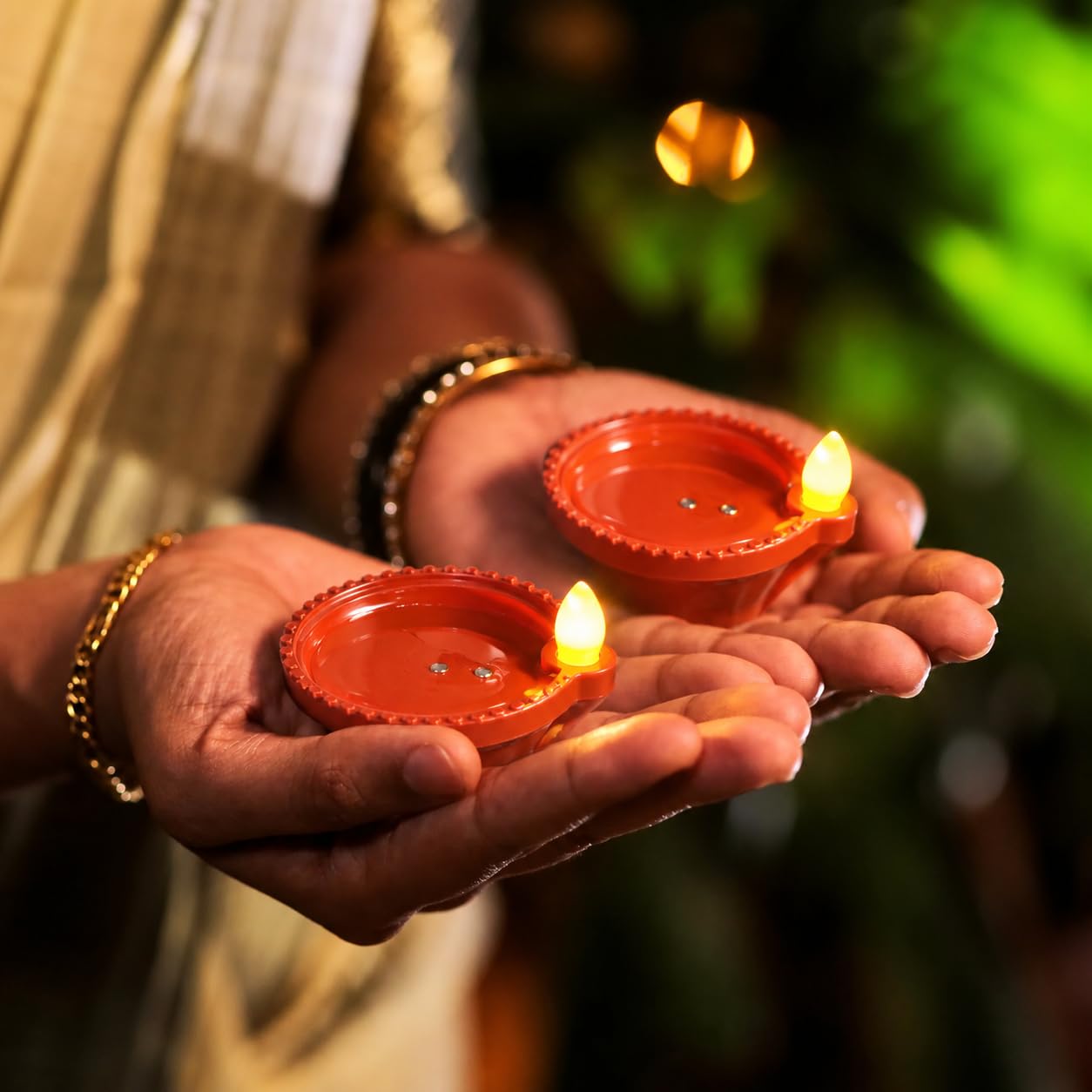 BONZELLA 24 Pcs Water Sensor Diya Lights Electric Flameless & Smokeless LED Diyas | Eco-Friendly Led Diya Candle Warm Ambient Lights for Home Decor, Diwali Festivals Decoration, Christmas, New Year 1