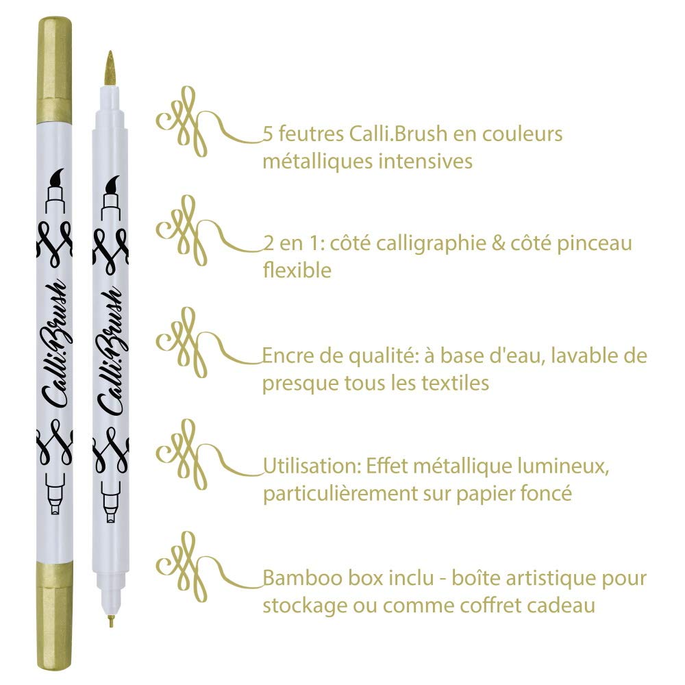 Online Calli.Brush Kalem Set 5 pcs. Metallic