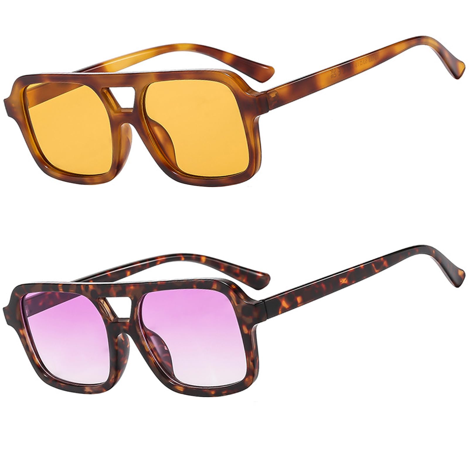 MUNSADE Retro Square Aviator Sunglasses for Women Men 70s Vintage Trendy Rectangle Sun Glasses UV Protection