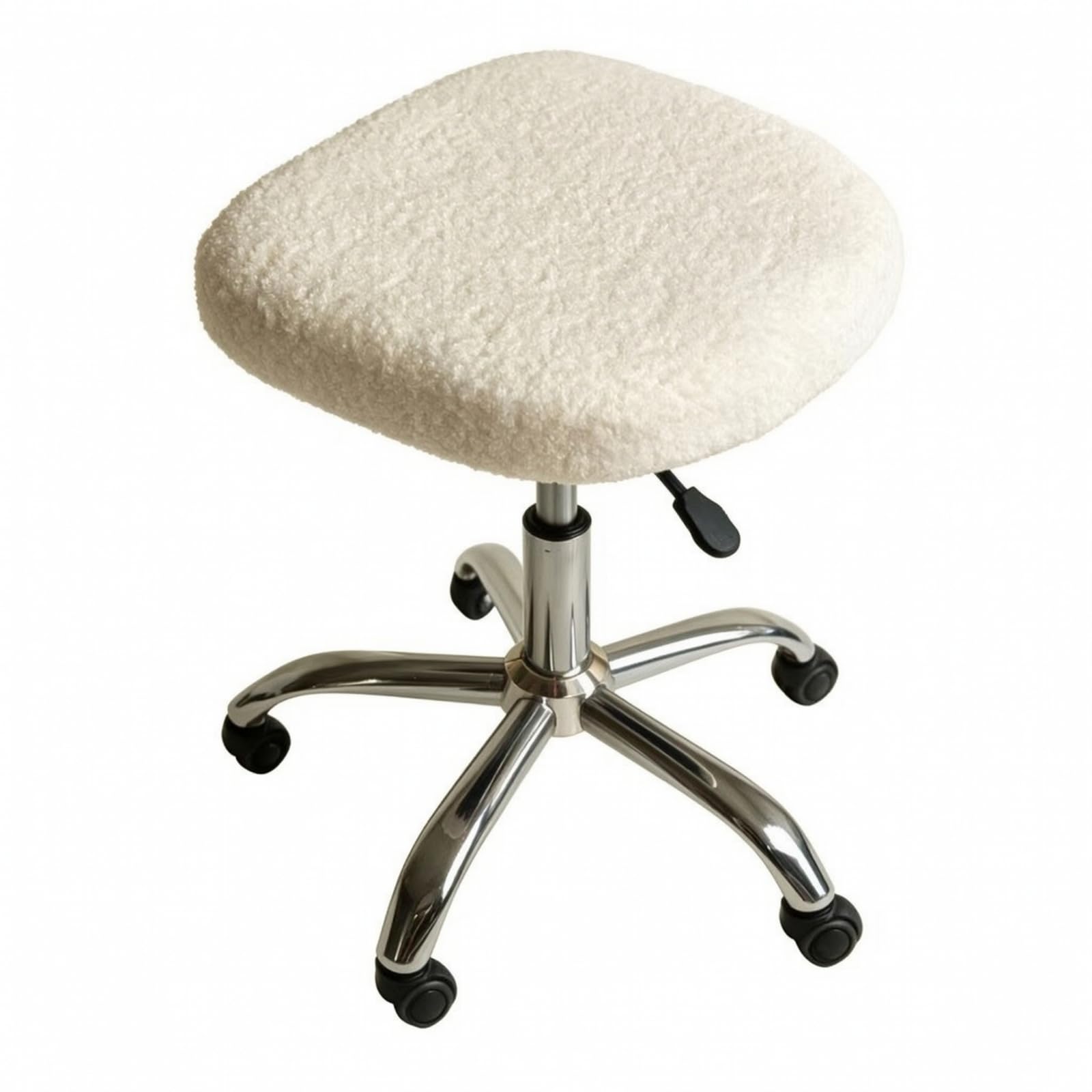 Sgabello Girevole senza Braccioli Stabilizzante Sgabello con Seduta in Pile Teddy Impermeabile per Estetiste