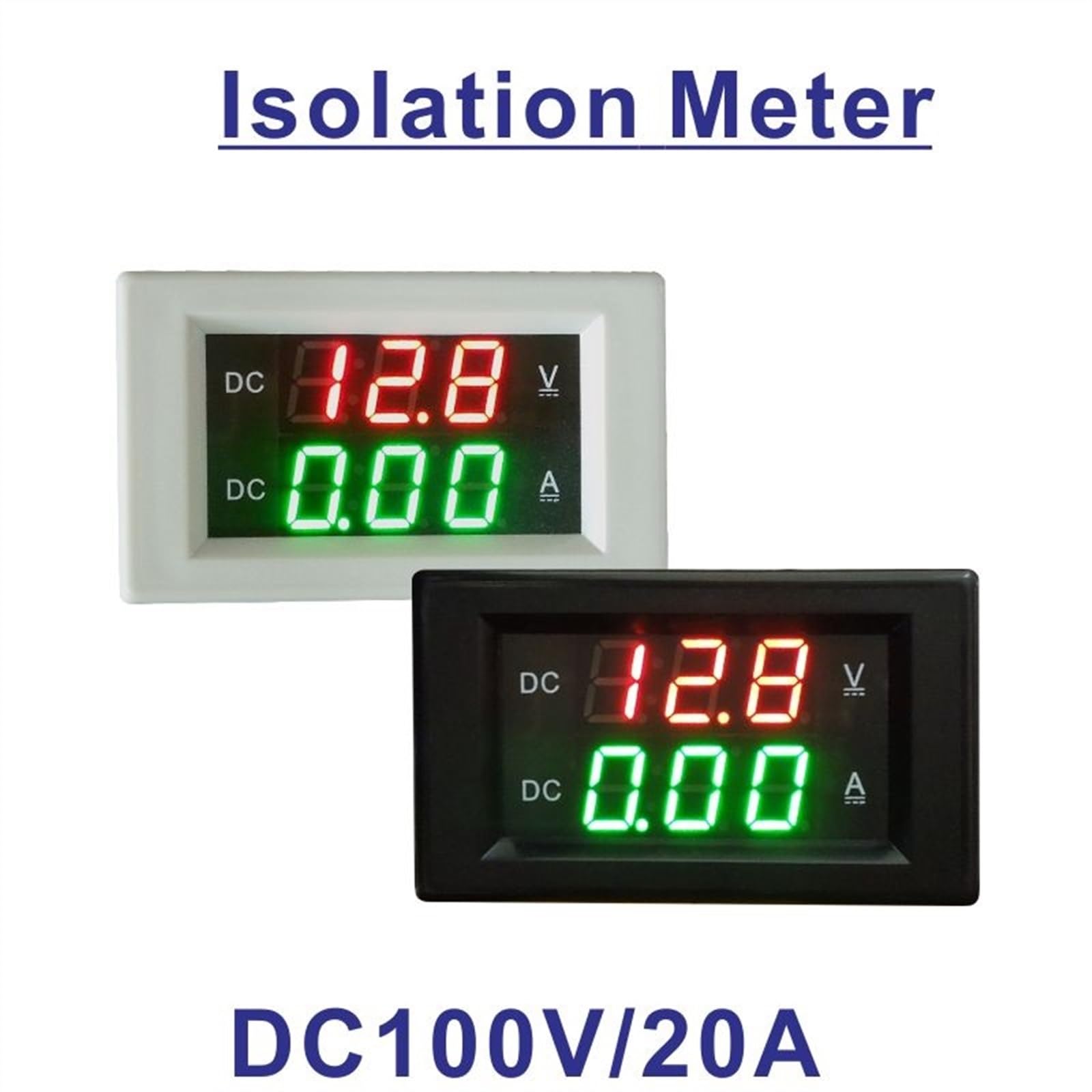 20A DC LED cyfrowy woltomierz amperomierz, izolowany zasilacz 100 V DC, miernik prądu stałego 8-18 V DC, mini miernik panelu wzmacniacza woltowego (kolor: biała szyba