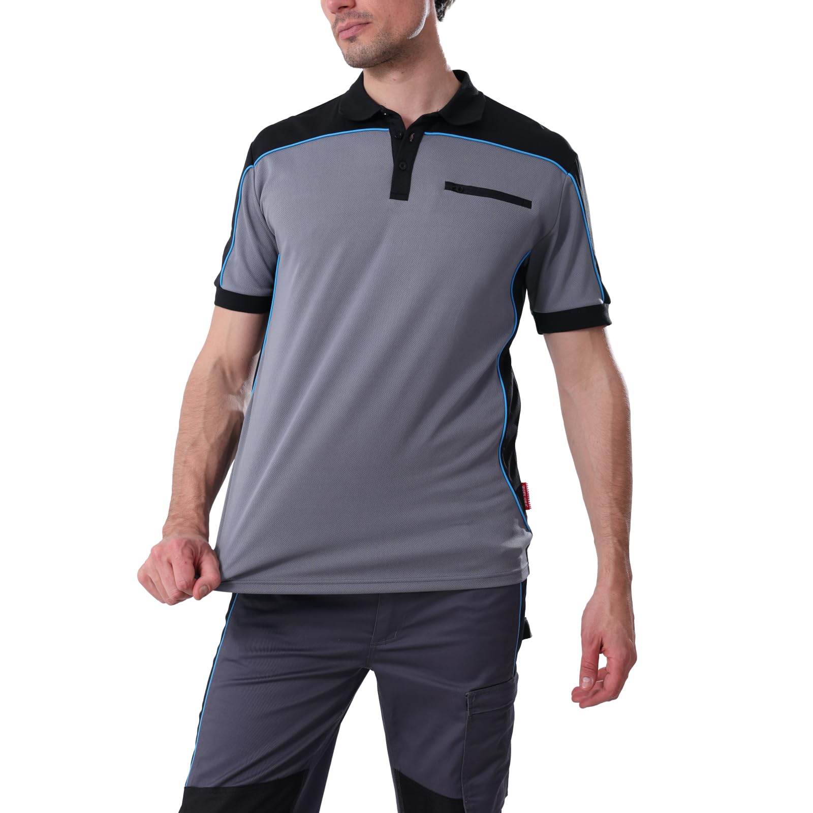 WORK IDEA Polo de Trabajo de Manga Corta para Hombre, 100% Poliéster
